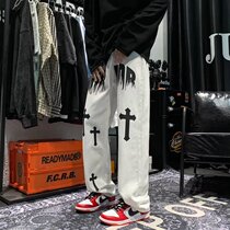 Pants Mens Tidal Bombing Street High Street Ins Chauffins Chauffers Pants Male and American Wind Street Hip Hop Jeans Man