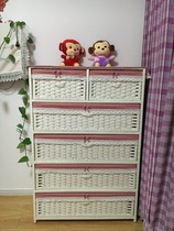Pastoral simple rattan weaving drawer storage cabinet childrens wardrobe simple modern economy solid wood storage locker