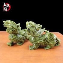 Jade jade jade Pixiu ornaments A pair of Feng Shui lucky town house decoration living room office ornaments creative gifts