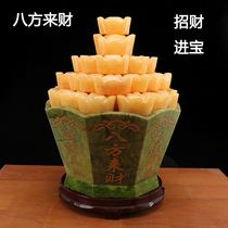 Natural jade topaz ingot cornucopia decoration Lucky gold ingot Feng Shui living room home decoration decoration gift