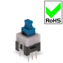 Key switch 7*7 self-locking switch blue bottom white handle 6PIN foot 7x7 lockless button switch