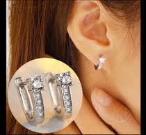 Gift earrings female Korean temperament personality crystal earrings ear buckle ear ring simple sterling silver earrings hypoallergenic