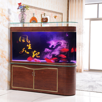 Bullet fish tank aquarium living room home floor-to-ceiling screen porch under the filter lucky golden dragon super white fish tank landscaping
