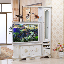 European-style bullet wine cabinet living room eco-free water change custom ultra-white glass gold dragon bottom filter large fish tank aquarium