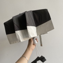 3fter French-style abstinence folding umbrella fully automatic female clear and rain dual-use sun umbrella portable black rubber umbrella ins wind