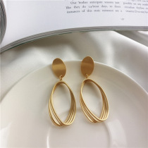 European and American big-name temperament matte gold earrings earrings personality geometric versatile earrings female earrings