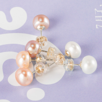 925 sterling silver freshwater pearl stud earrings natural flat earrings Korean temperament female pearl earrings simple hypoallergenic