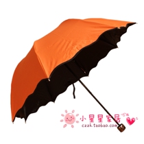 Korean ruffled umbrellas super sunscreen creative umbrella folding vinyl water Blossom Umbrella