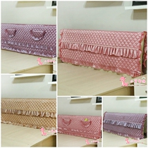 European fabric Korean bedside table cover solid color cotton lotus leaf lace bedside Backrest Cover