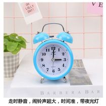 Metal bell alarm clock girl heart Japanese men and women silent multi-function Night Light Light Children cartoon small noise table