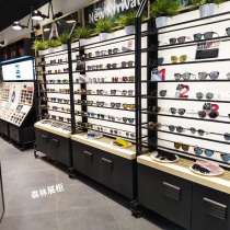 aojo2021 new fast fashion glasses shop counter display cabinet solid wood paint iron shelf display cabinet rack