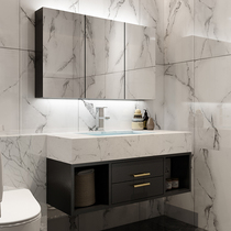Light luxury bathroom cabinet Marble countertop Bathroom small household hand wash basin cabinet Combination bathroom sink