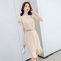 Skirt 2021 new summer gentle wind dress waist thin temperament long belly cover chiffon skirt