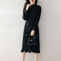 Spring 2021 new black dress waist thin temperament long Hepburn style gentle small black dress