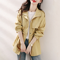 This years popular spring 2021 New Korean version of waist slim windbreaker womens long small tooling jacket
