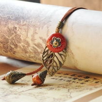 Jingdezhen ceramic jewelry necklace red pink button sweater chain long pendant female creative national wind