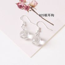 Original 925 silver ear hook dry flower glass ball earrings hipster simple earrings student female to send girlfriends