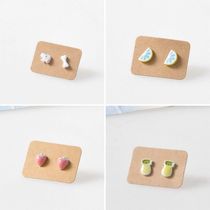Hipster ceramic small jewelry casual fruit earrings small hand drawn female student personality