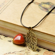 National Features Jingdezhen Ceramic Accessories Love Necklace Female Hand Weavor Adjustable