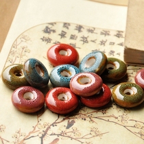 Jingdezhen ceramic beads diy accessories Flower glaze safely button beads and hand necklace weaving materials