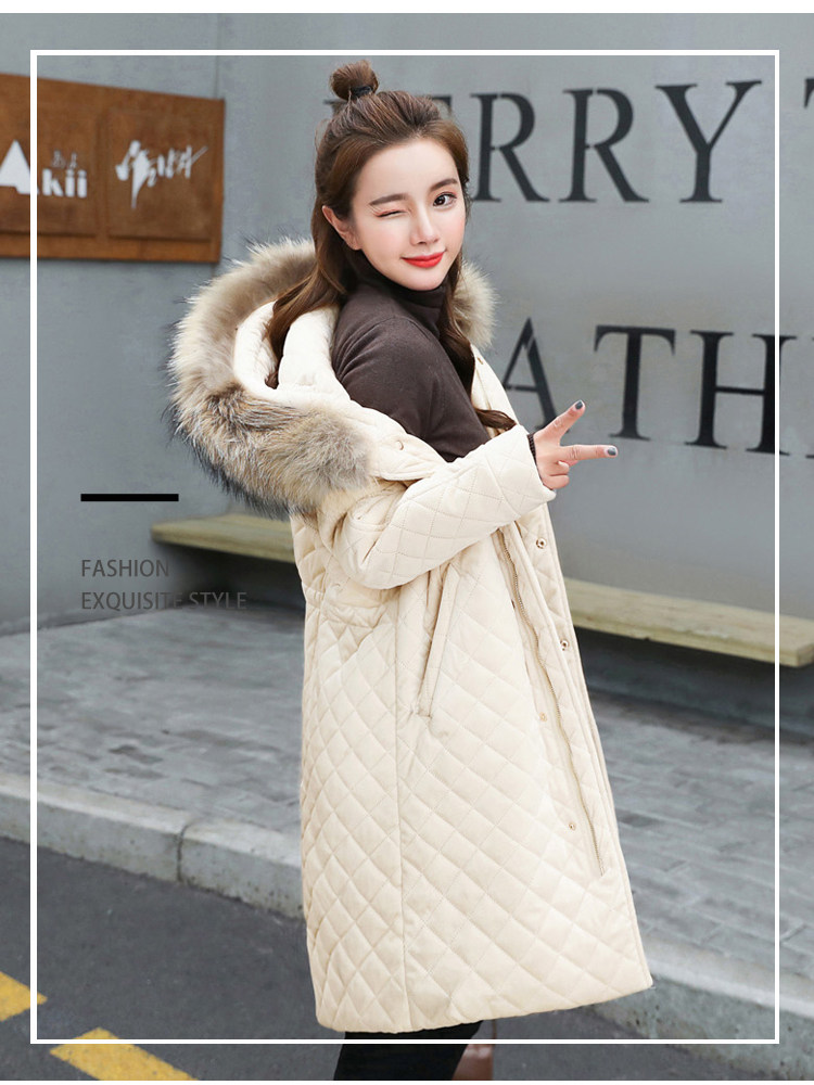 韩版口袋长款长袖2017年冬季单排扣舒适修身显瘦棉衣/棉服纯色_丽莎你