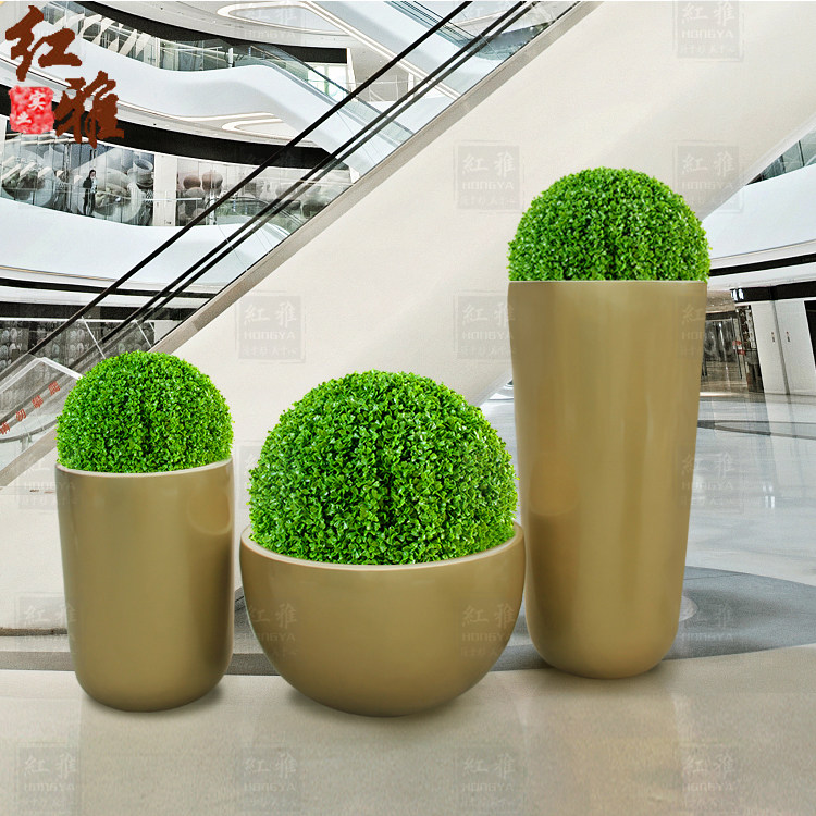 商场玻璃钢花盆组合大厦写字楼酒店别墅小区美陈花瓶户外景区花钵