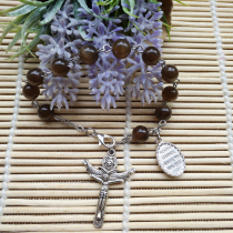 New Christ Jesus Cross Catholic Rosary beads bracelet Holy Relic Rosary beads Brown cats eye