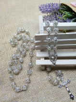 Jesus Cross necklace Catholic Rose 5 ends Rosary Holy relics Religious Rosary Rose beads 8mm men and women