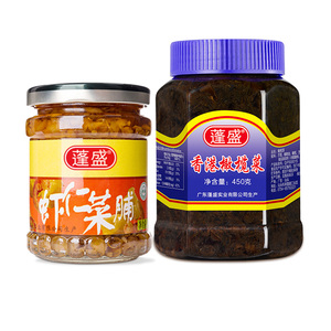 蓬盛下饭菜2瓶组合 香港橄榄菜450g虾仁菜脯广东潮汕特产腌制咸菜