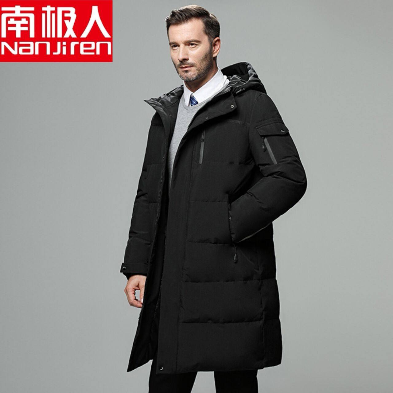 淘宝南极人中老年男士加厚中长款羽绒服