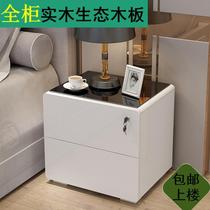Bed Head Cabinet 2021 New with lock-bed head cabinet Solid Wood Eco-Plate Baking Lacquered Bedside Cabinet With Lock Minimis Modern
