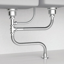 Kitchen sink Lower water pipe fittings 304 stainless steel drain pipe full copper dishwashing pool Double groove suit