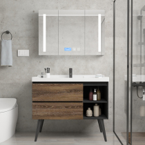 Intelligent mirror cabinet bathroom cabinet hand washing basin pool cabinet combination floor type toilet wash table small apartment northern Europe