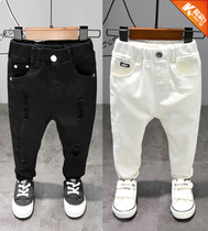 Boys' casual trousers Qiubao's monochy pants children's black pants in spring