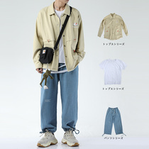 Workerage coat mens Korean version of the trend brand mens clothing set with handsome Harajuku style spring and autumn students three sets