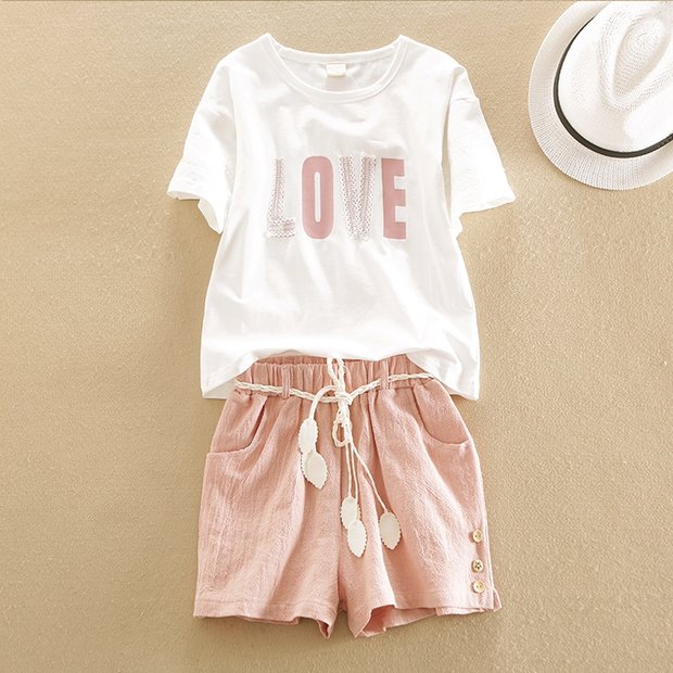 女童时尚套装中大童短袖宽松版两件套潮韩版儿