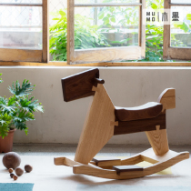 MUMO wood ink solid wood Trojan Red Oak black walnut log solid wood size childrens rocking horse horse living room ornaments