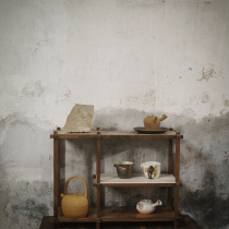 Wood and ink MUMO black walnut brass table rack small storage rack