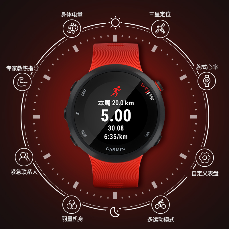 Garmin佳明Forerunner 45 光电心率GPS跑步运动马拉松多功能手表 