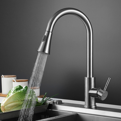 arrow箭牌厨房龙头冷热水龙头洗菜盆龙头304不锈钢可抽拉面盆龙头