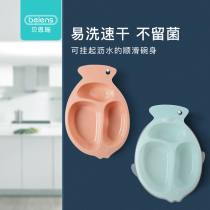 Beenscher Childrens dinner plate infant meals Home Divided Cartoon One-piece Trays Cutlery Anti-Fall Insulation Bowl