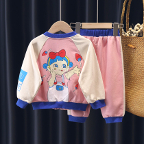 Girls Spring Suit 2021 New Style Foreign Fashion Spring and Autumn Internet Red Baby Girl Two-Piece Set Korean Version Kids Kids