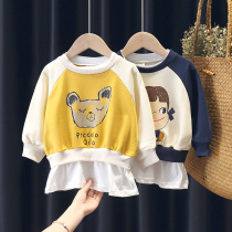 Girls sweatshirt autumn dress 2021 spring foreign atmosphere internet red children spring and autumn new loose long sleeves fashionable baby girl