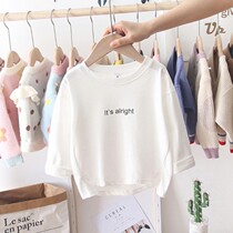 Girls white long sleeve t-shirt spring dress 2022 new cotton spring and autumn baby girl bottom tops foreign children