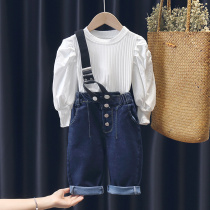 Girls strappy pants set autumn dress yangqi 2021 new 3-year-old baby girl 4 fashionable Korean version of the child spring and autumn children