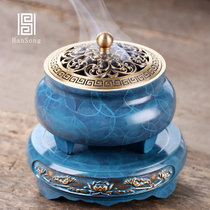 Pure copper incense burner antique household copper incense burner indoor large agarwood sandalwood stove ornaments incense box incense burner incense burner