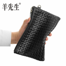Mr Yang hand-woven sheepskin handbag mens clutch soft business leather envelope bag large capacity handbag trend