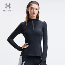 hotsuit sweat-sucking clothing female 2021 Autumn New Stand Collar slim body slim fitness sports perspiration long sleeve T-shirt