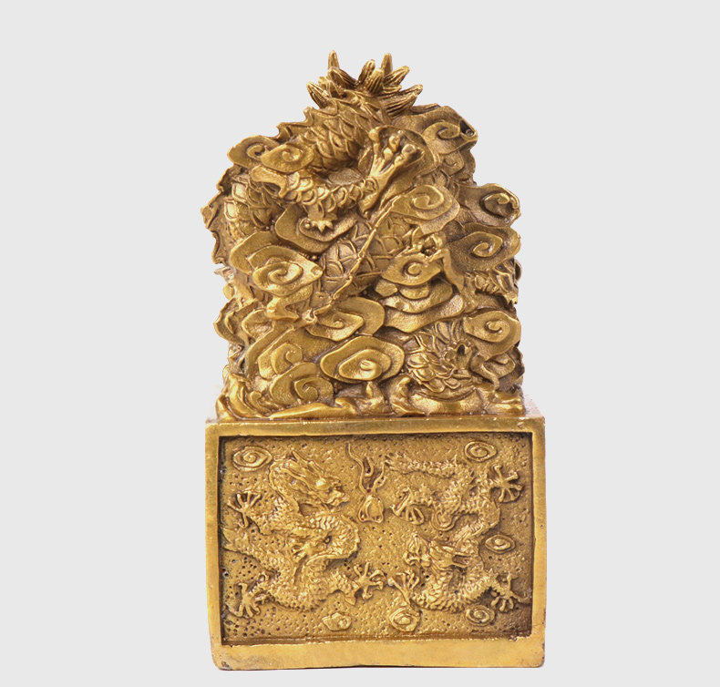 开光纯铜九龙金玺九龙印九龙玉玺招财助官运风水龙摆件铜印章龙印