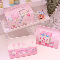 Japanese cute beautiful girl leather tissue cover household paper storage box tissue box girl bedroom supplies